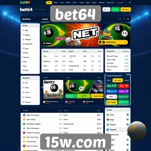 Interface de usuário do site bet64 em foco